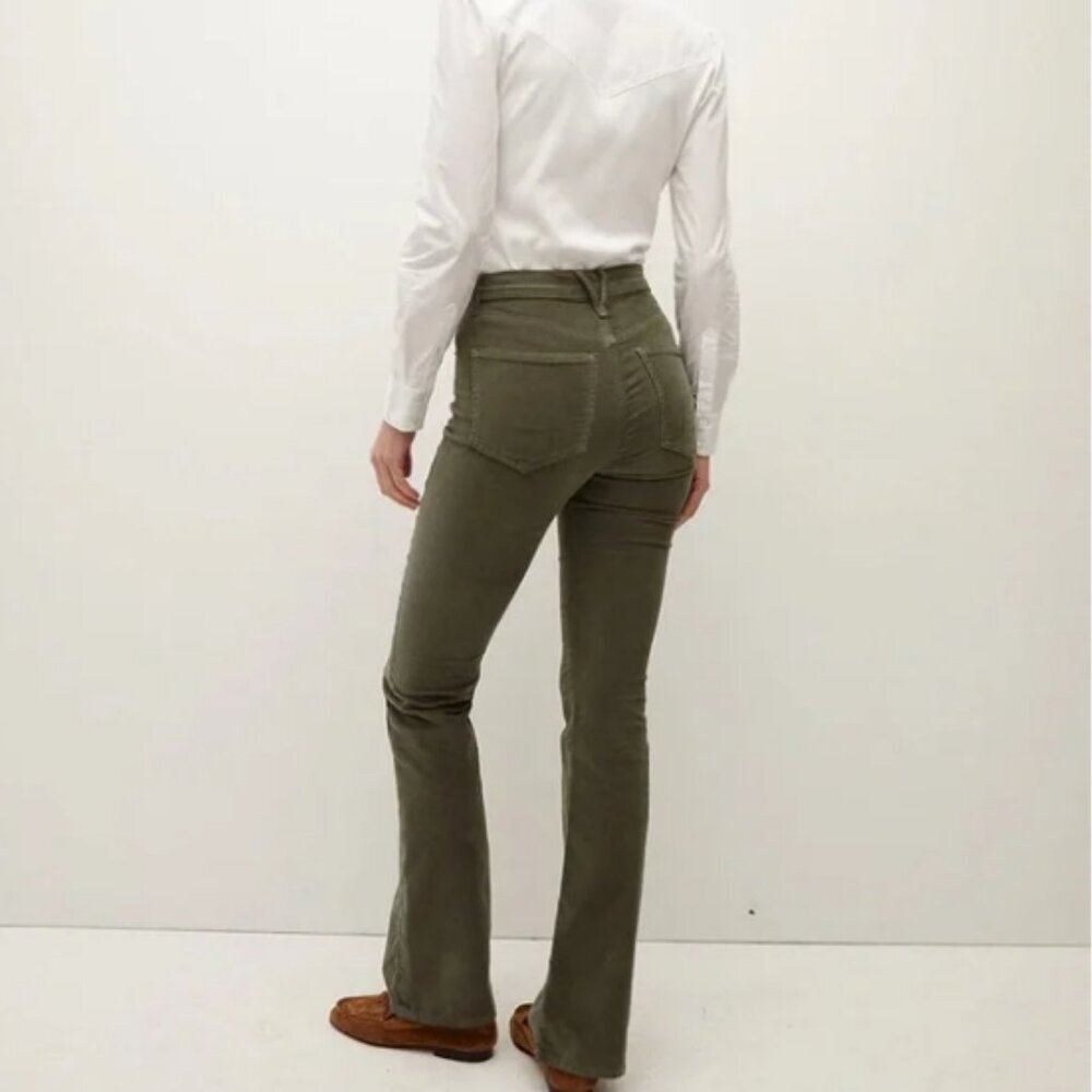 Veronica Beard The Cameron High Rise Bootcut Army Green Corduroy Pants Size 27 - Picture 3 of 12